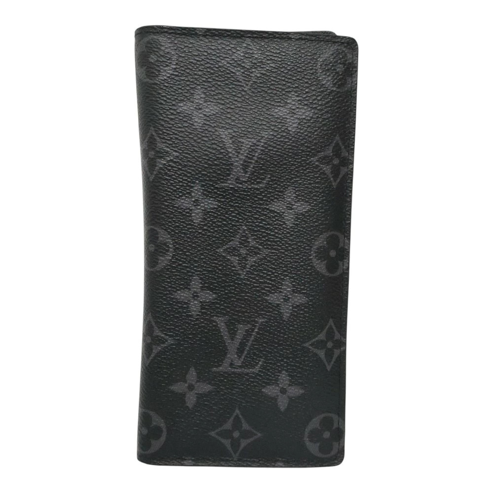 Louis Vuitton Portefeuille Brazza Bifold Long Wallet Leather Black Gray